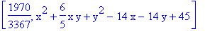 [1970/3367, x^2+6/5*x*y+y^2-14*x-14*y+45]